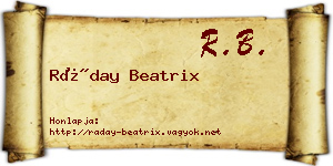 Ráday Beatrix névjegykártya